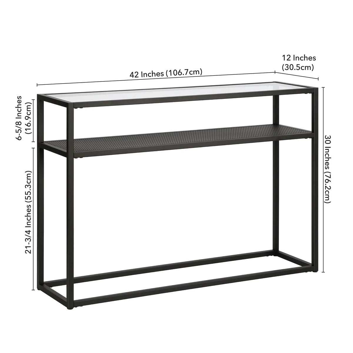42" Wide Rectangular Console Table with Metal Mesh Shelf Y3278