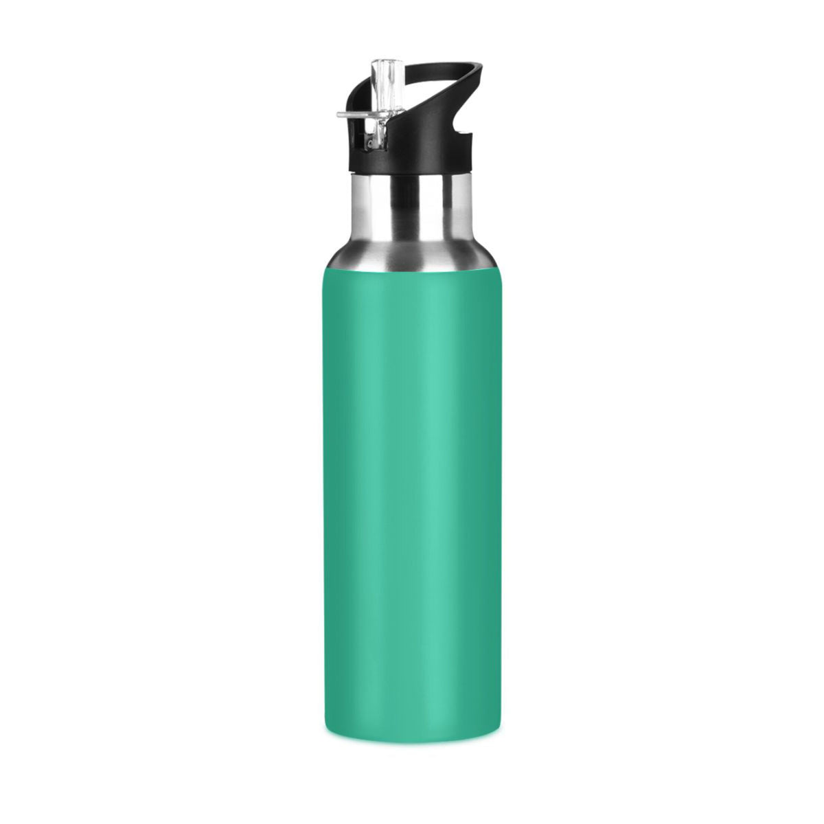 Green Solid 20 OZ Stainless Steel Vacuum Insulated Water Bottle with Straw Lid J545332