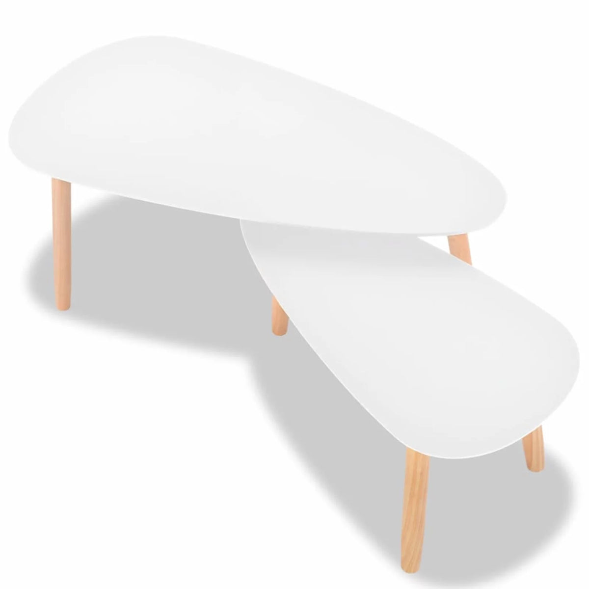 Coffee Table Set 2 Pieces Solid Pinewood White S73232