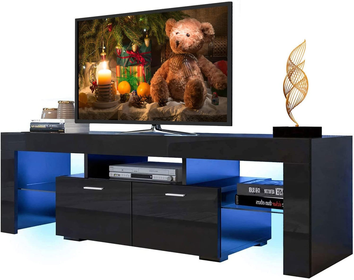White High Gloss LED TV Stand with Storage Drawer Y294