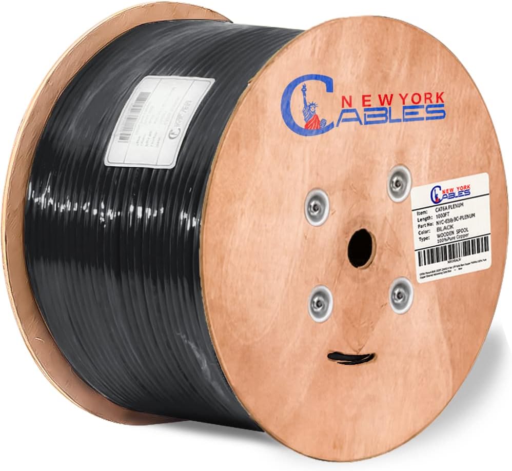 Cat6a Plenum Bulk Ethernet Cable 1000ft Blue E367047