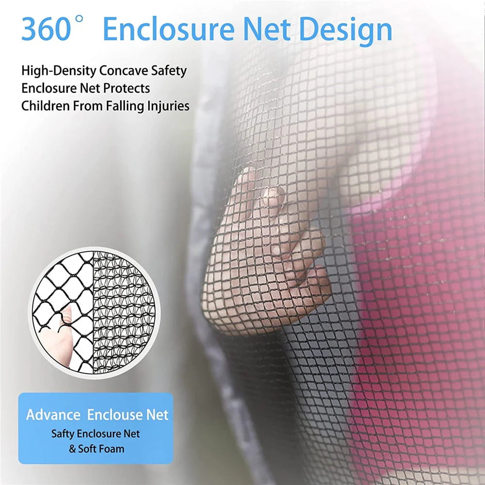 16 FT Outdoor Trampoline with Basketball Hoop and Safety Enclosure Net A5774