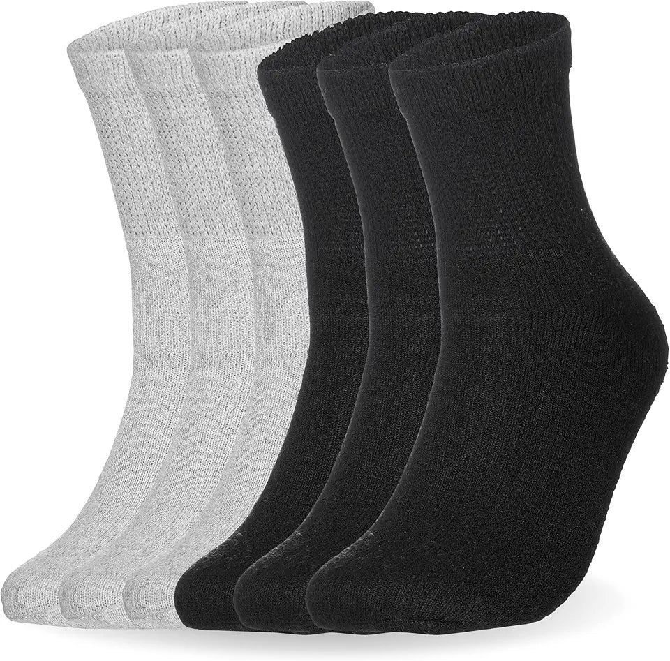 Extra Wide Top Ankle Diabetic Socks 6 Pairs Non-Binding E749