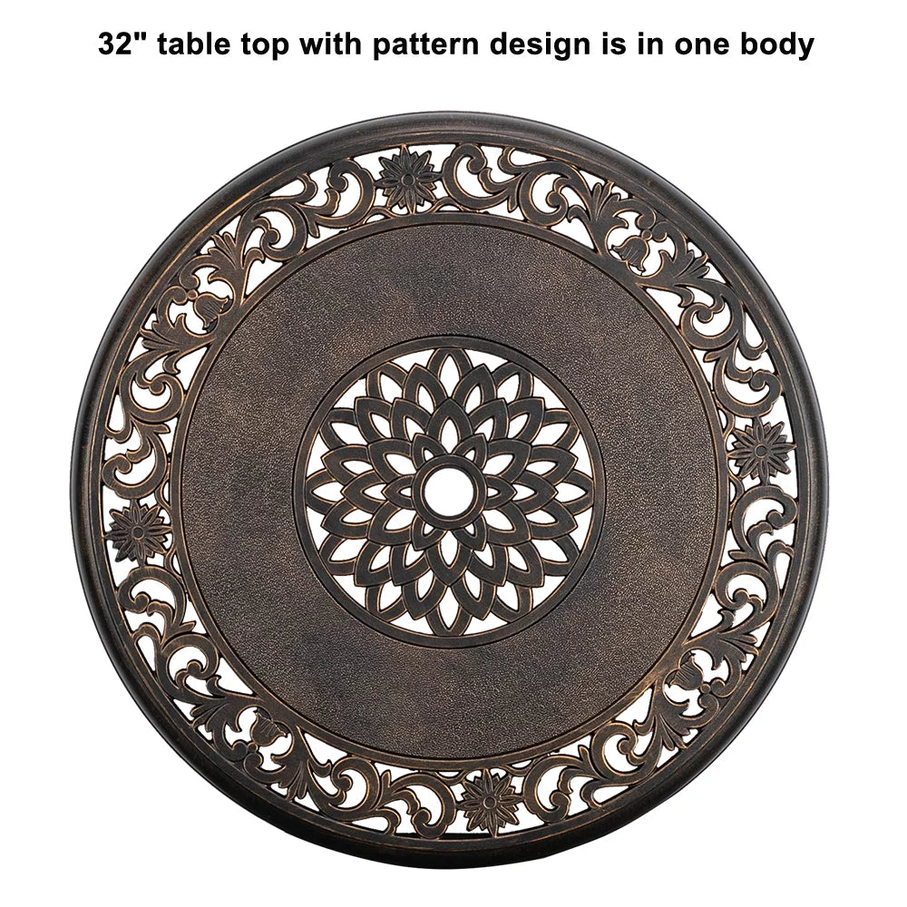 Cast Aluminum Round Dining Table 31-inch Bronze F658375
