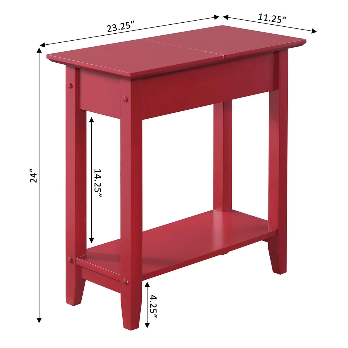 Cranberry Red Flip Top End Table with Shelf K585