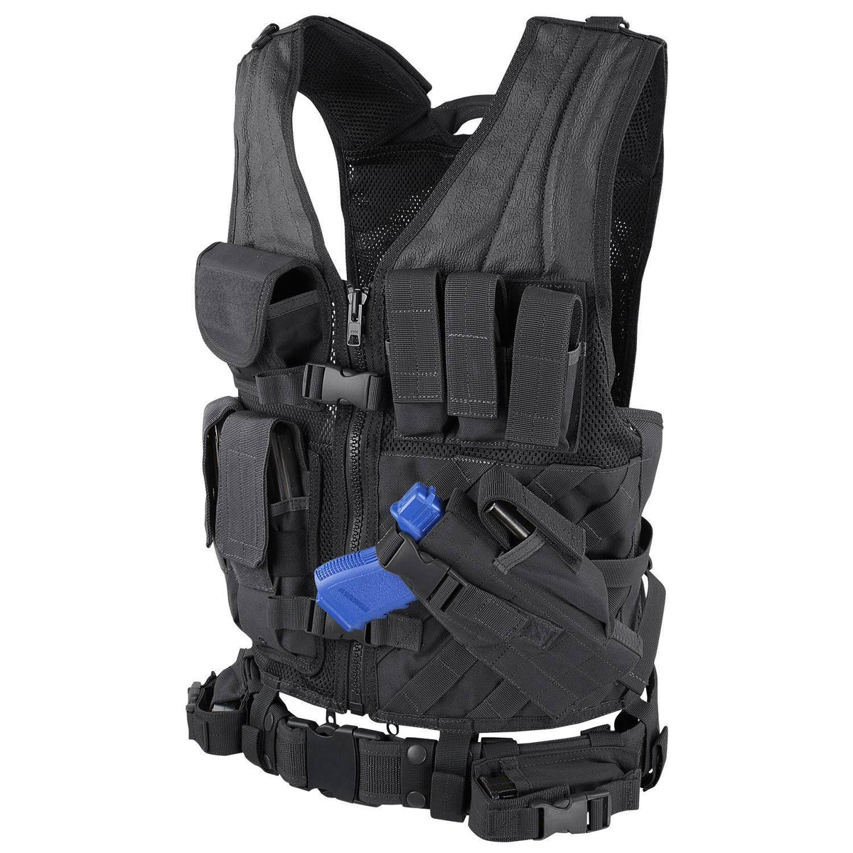 Black Cross Draw Vest J9165