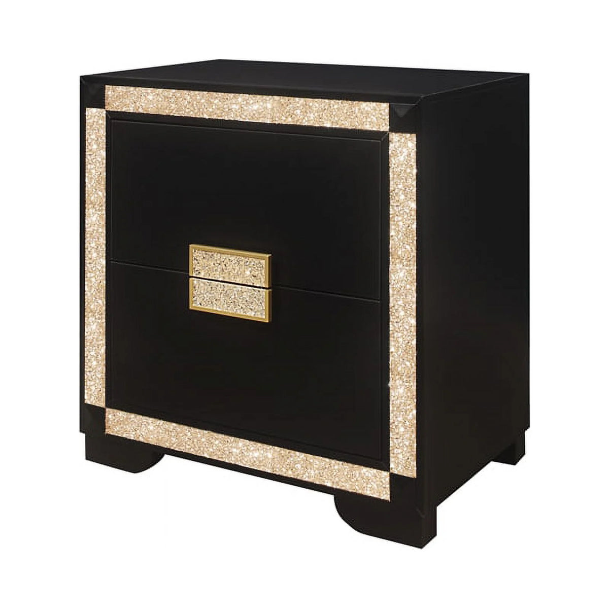 Black Gold Wood Nightstand G489