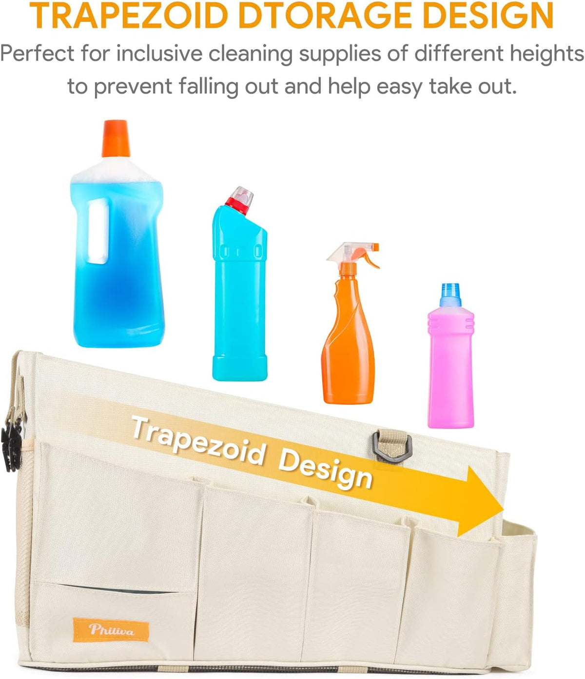 Large Cleaning Caddy Organizer with Handle, 2 in 1 Nesting Bag with Shoulder Strap X616