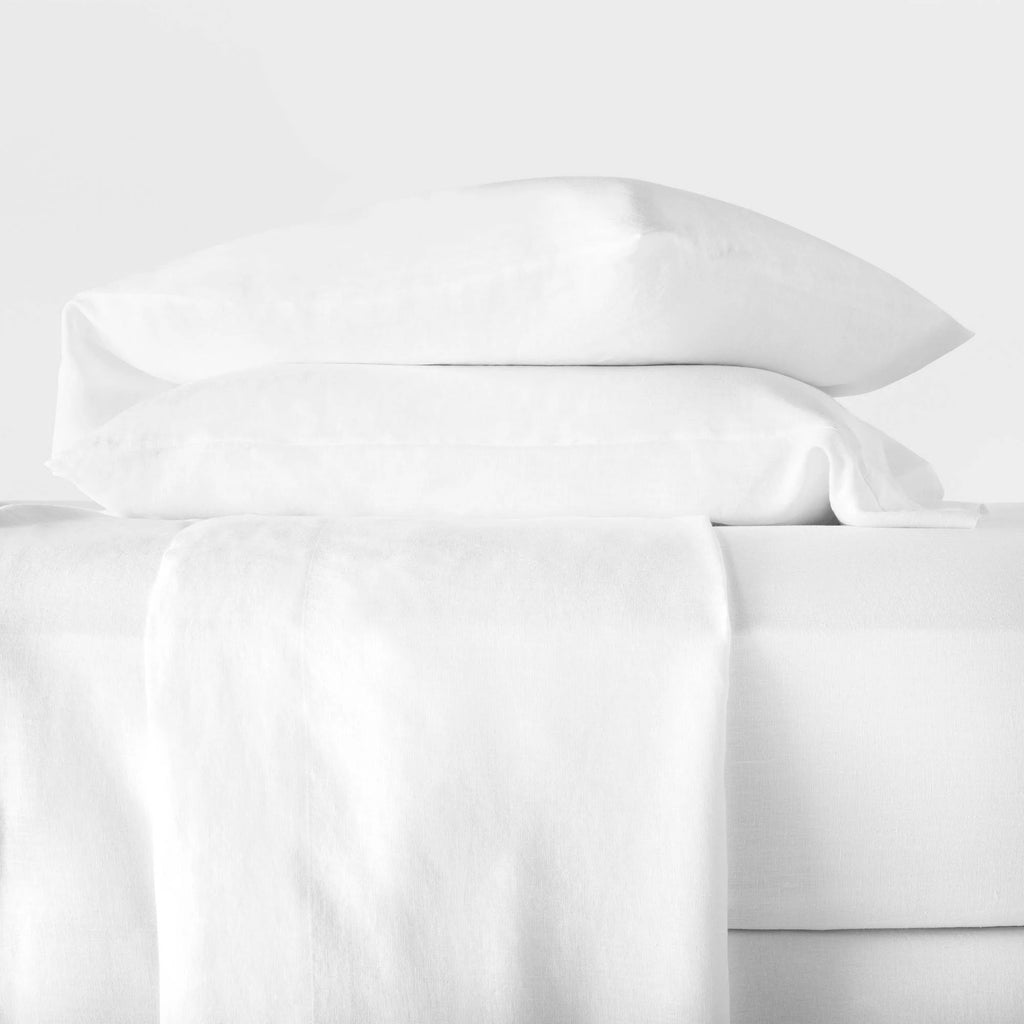100% Washed Hemp Solid Sheet Set White T59500