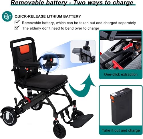 Black Lightweight Foldable Electric Wheelchair V30040