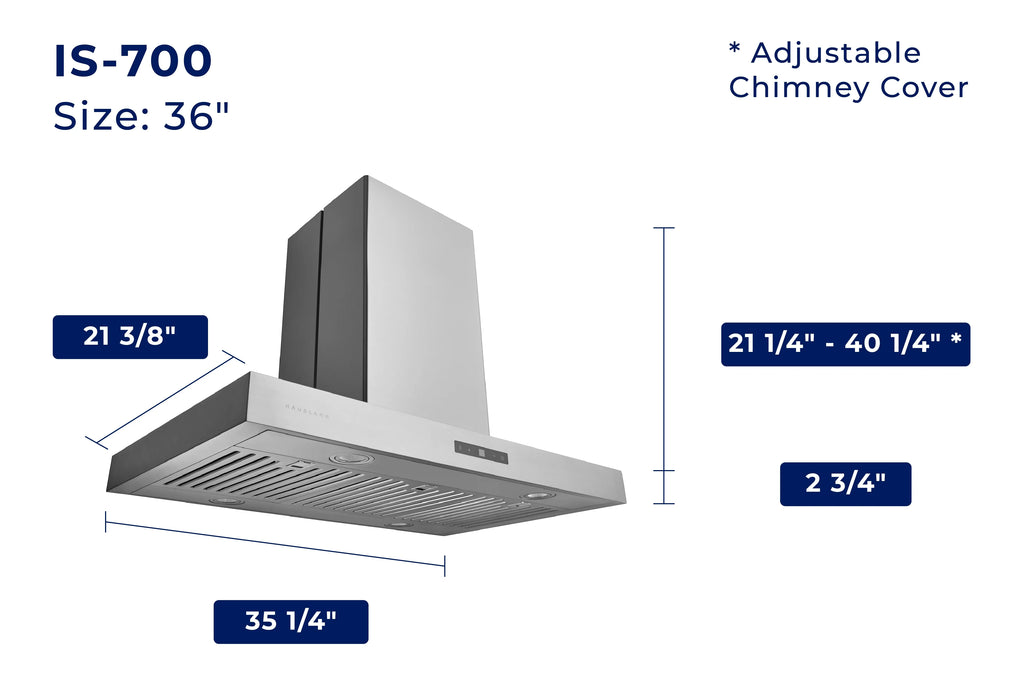 36" Island Range Hood with Baffle Filters H5830