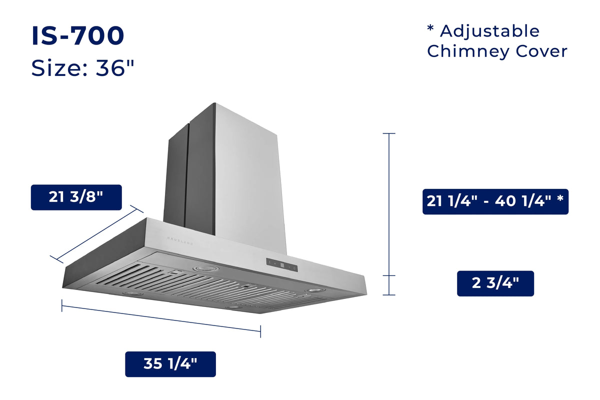 36" Island Range Hood with Baffle Filters H5830