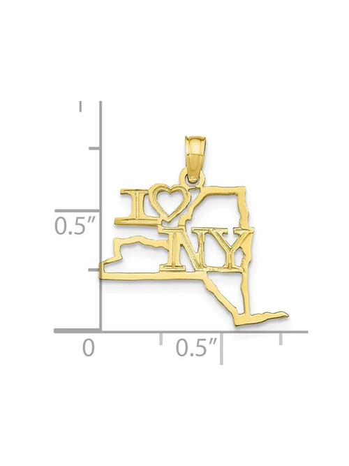 10K Yellow Gold New York State Charm Pendant Necklace with Chain S4827