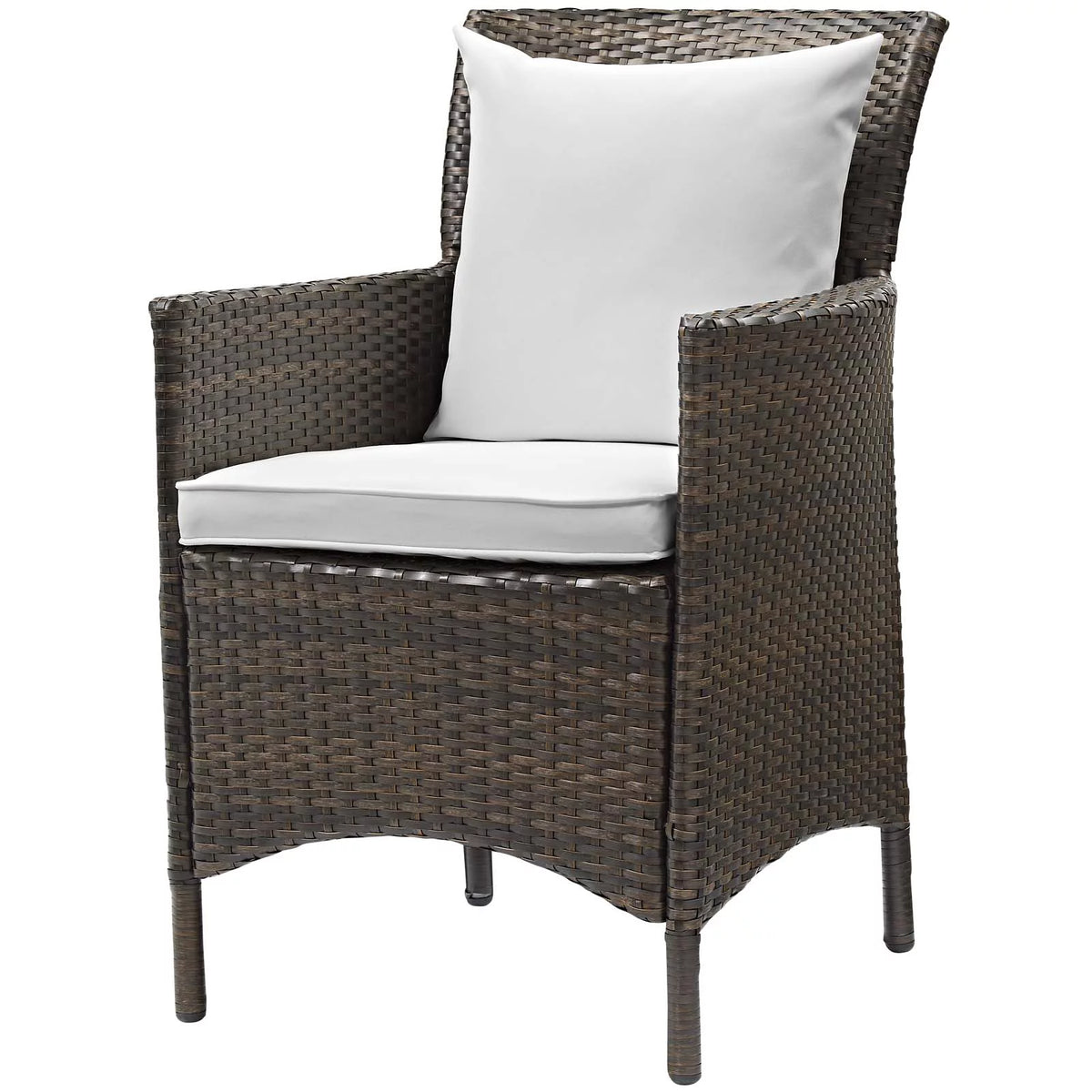 Brown White Rattan Wicker Dining Chair Set of 2 A186