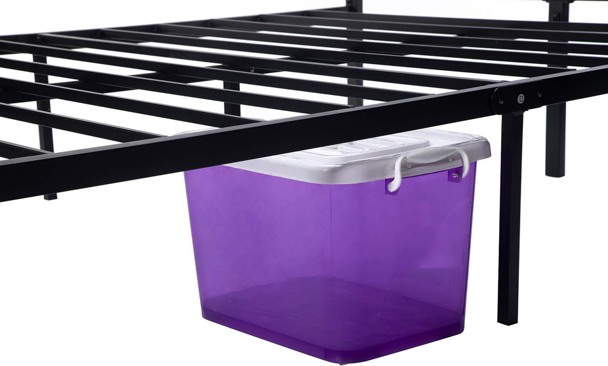 16 Inch Black Metal Platform Bed Frame with Headboard and Footboard California King Y191031