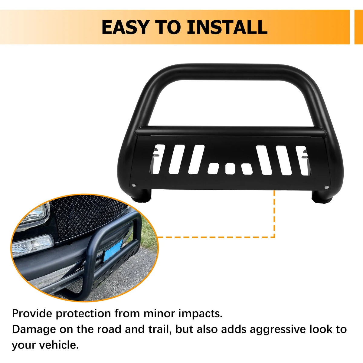 Black 3" Bull Bar Bumper Grille Guard J91688