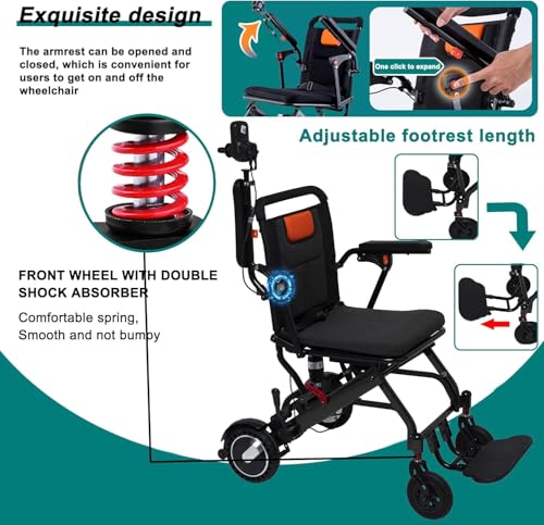 Black Lightweight Foldable Electric Wheelchair V30040