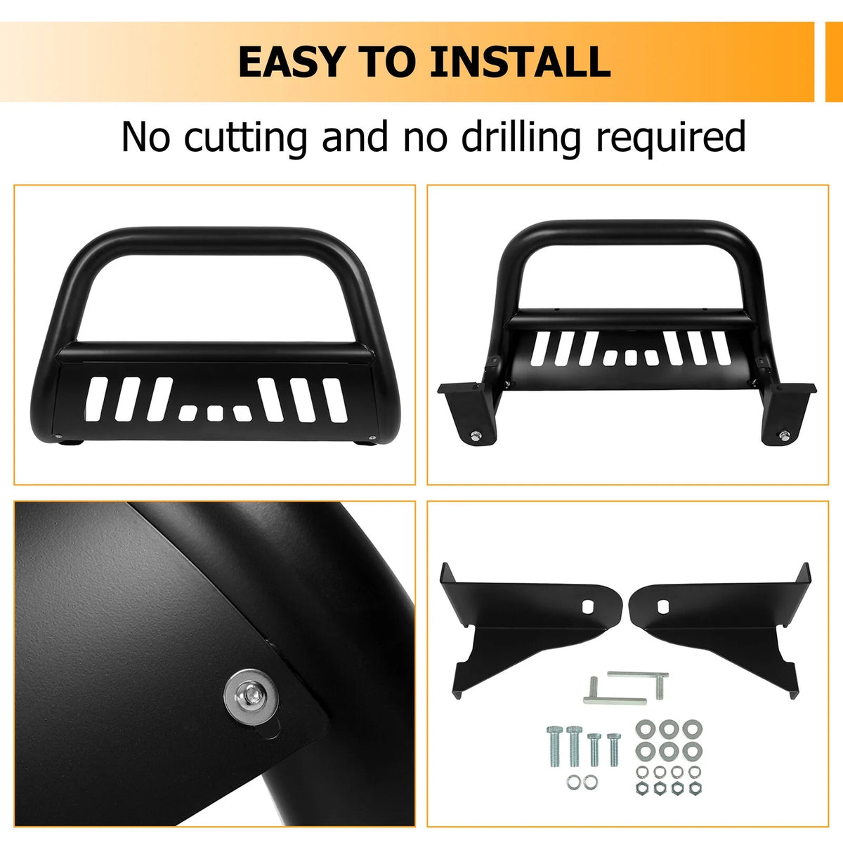 Black 3" Bull Bar Bumper Grille Guard J91688