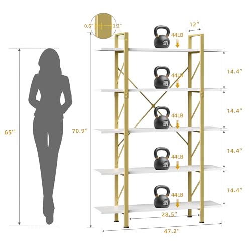 5 Tier Gold Bookshelf B148