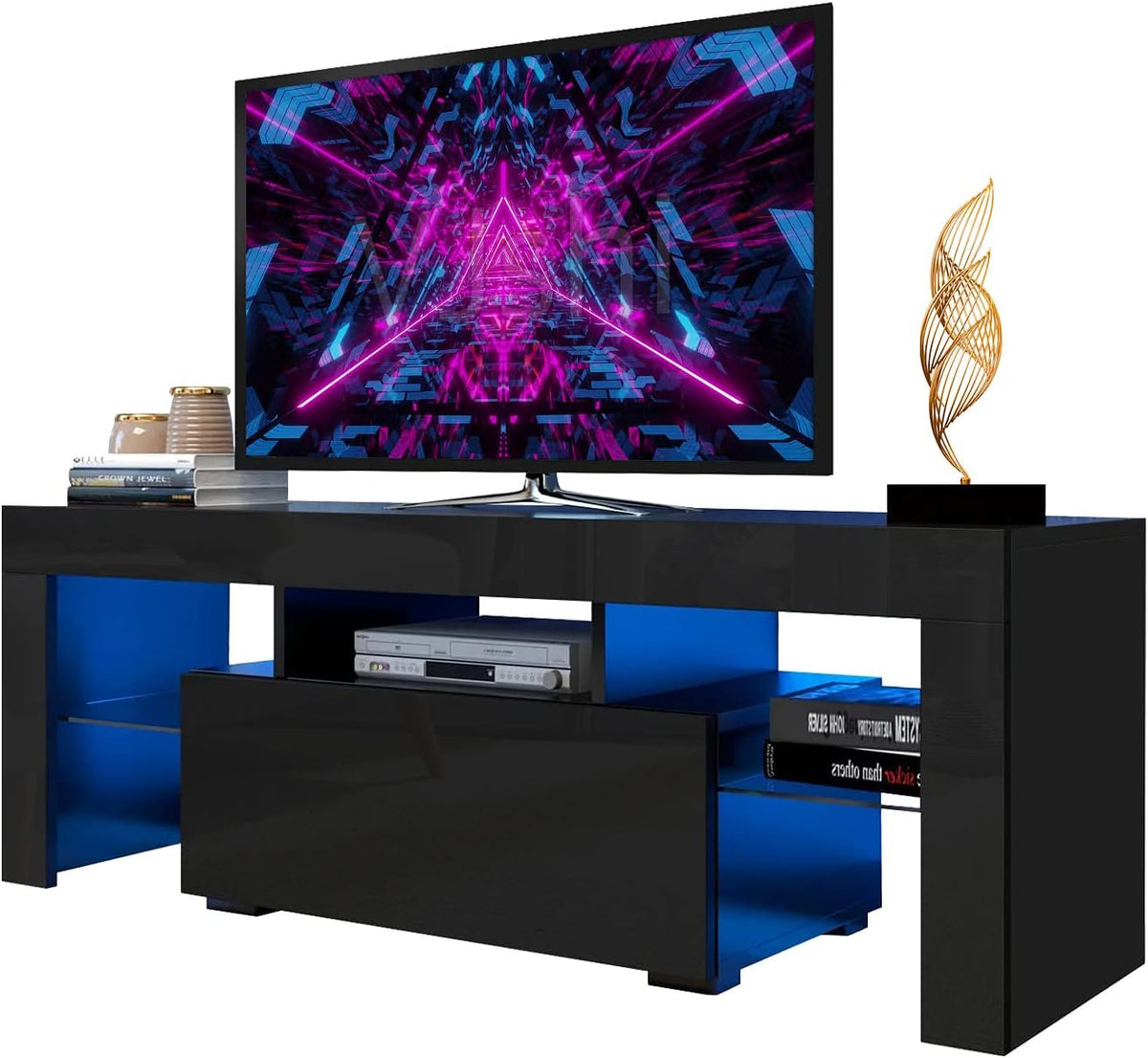 White High Gloss LED TV Stand with Storage Drawer Y294