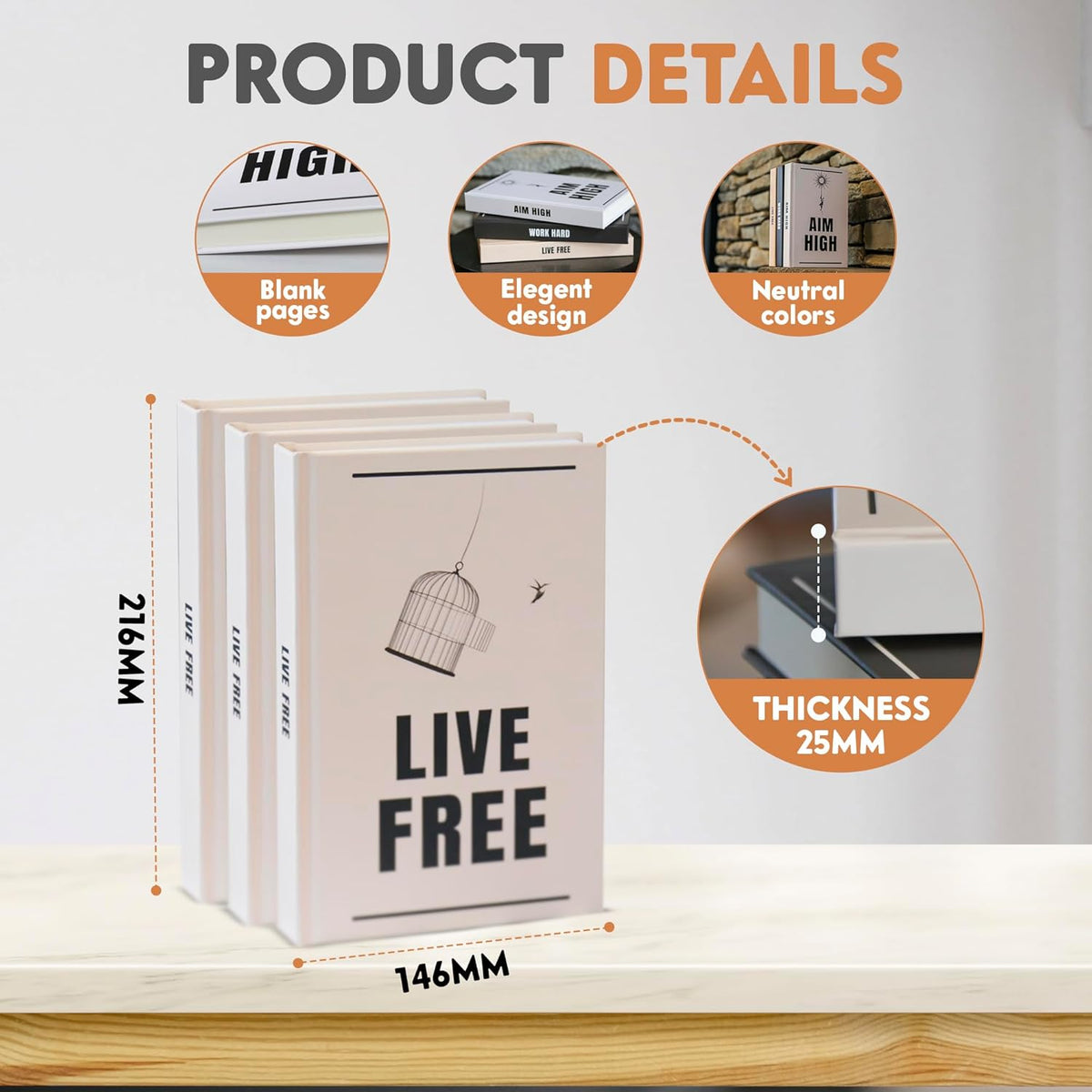 3 Pcs Matte Decorative Books I9824