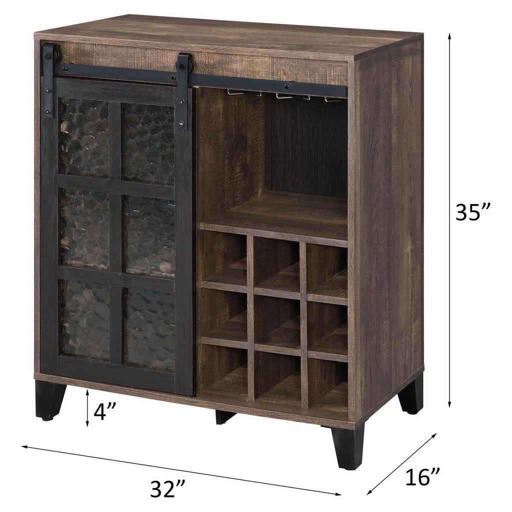 Rustic Oak and Black Wine Cabinet M876393