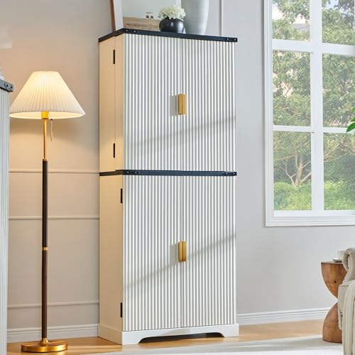 Natural Oak 72" Tall Wood Pantry Cabinet with 4 Doors R70246