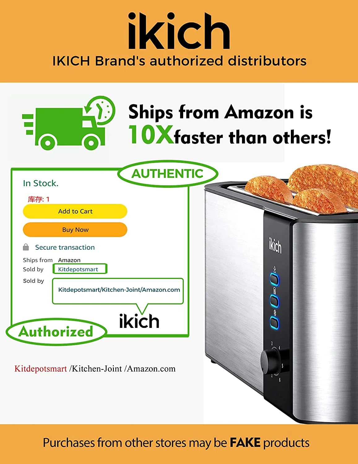 4-Slice Stainless Steel Toaster with Removable Crumb Tray F24210