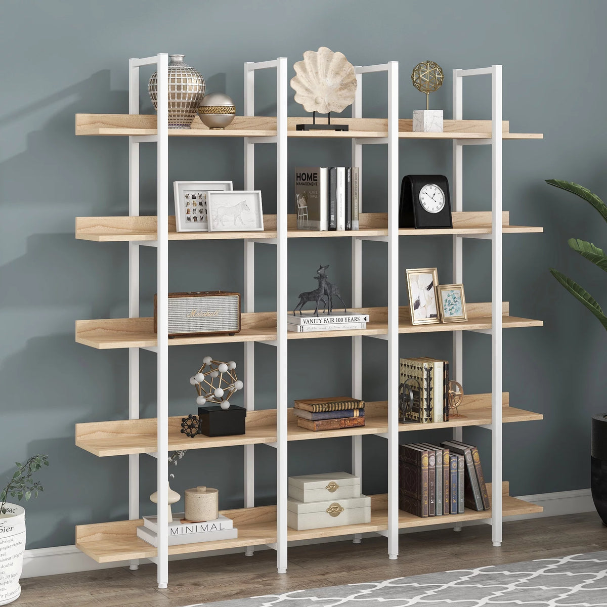 5 Tier Metal Frame Bookshelf Bookcase X42135