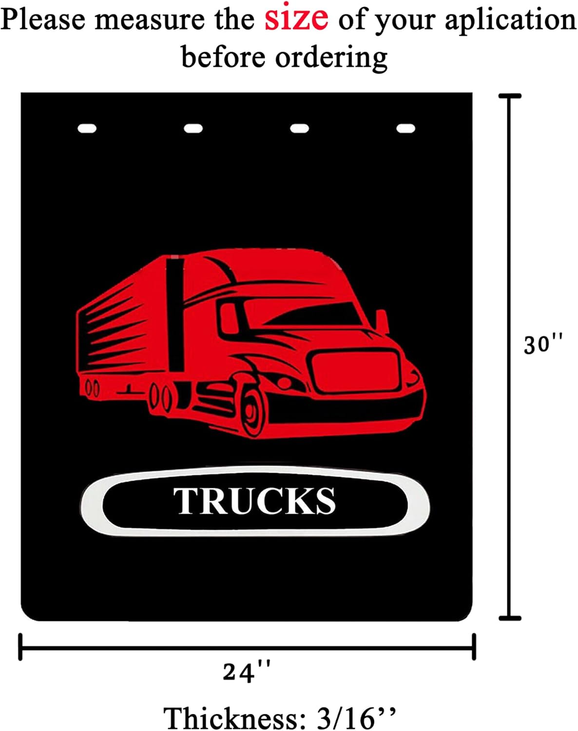 24"x30" Mud Flaps with Reflective Aluminum Strips for Semi Truck Trailer P485