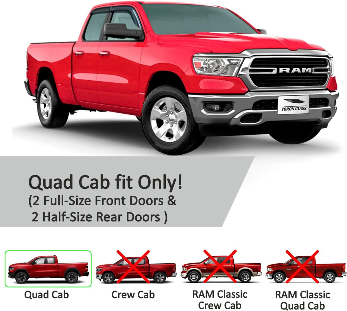 Tape-on Window Deflectors for Trucks 4 Pieces U819