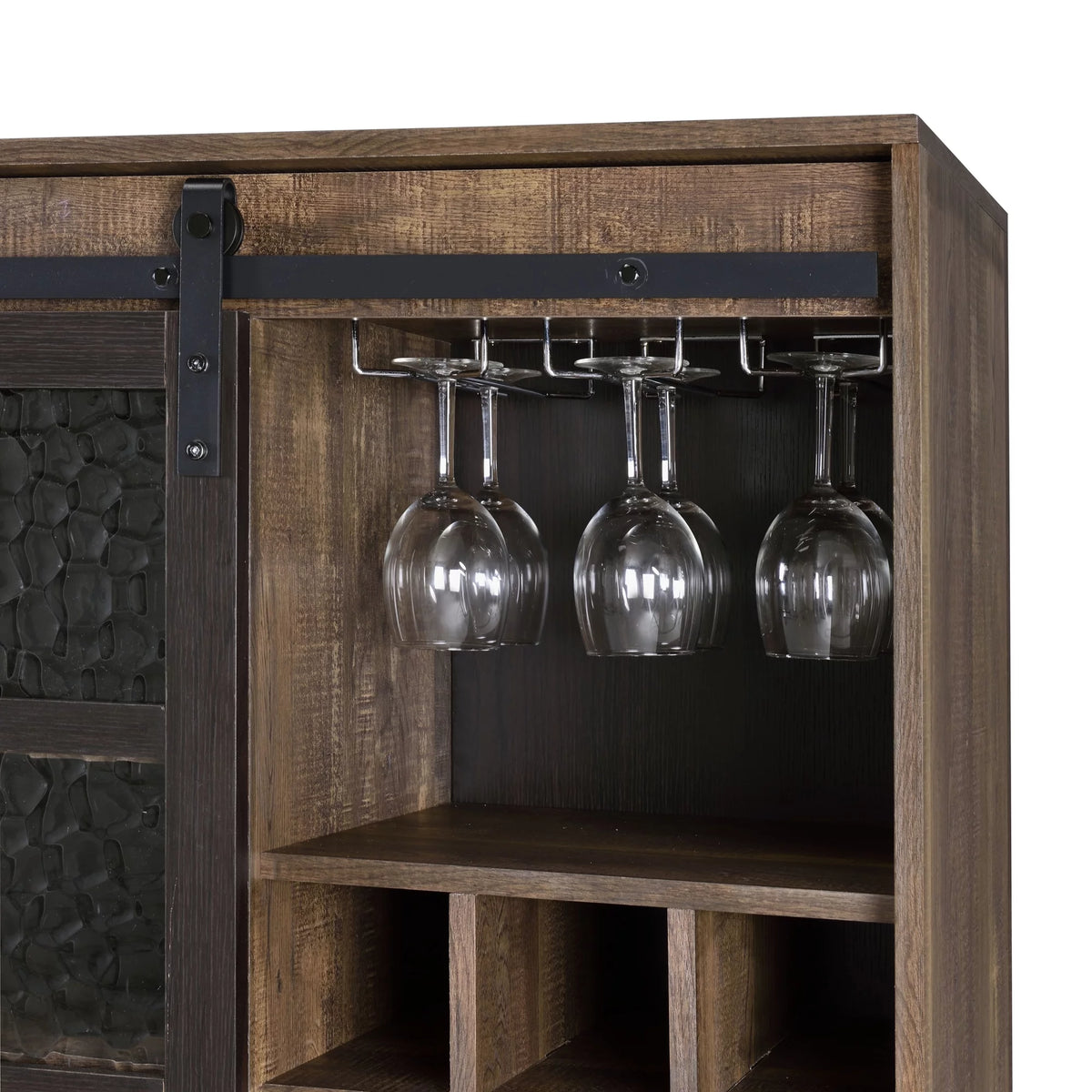 Rustic Oak and Black Wine Cabinet M876393