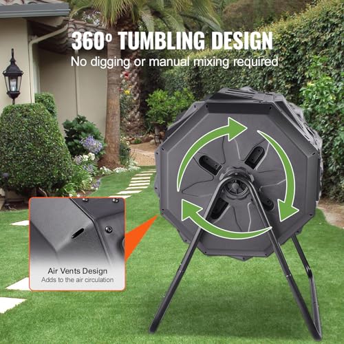 43-Gal Dual Chamber Composting Tumbler with Steel Frame K440797