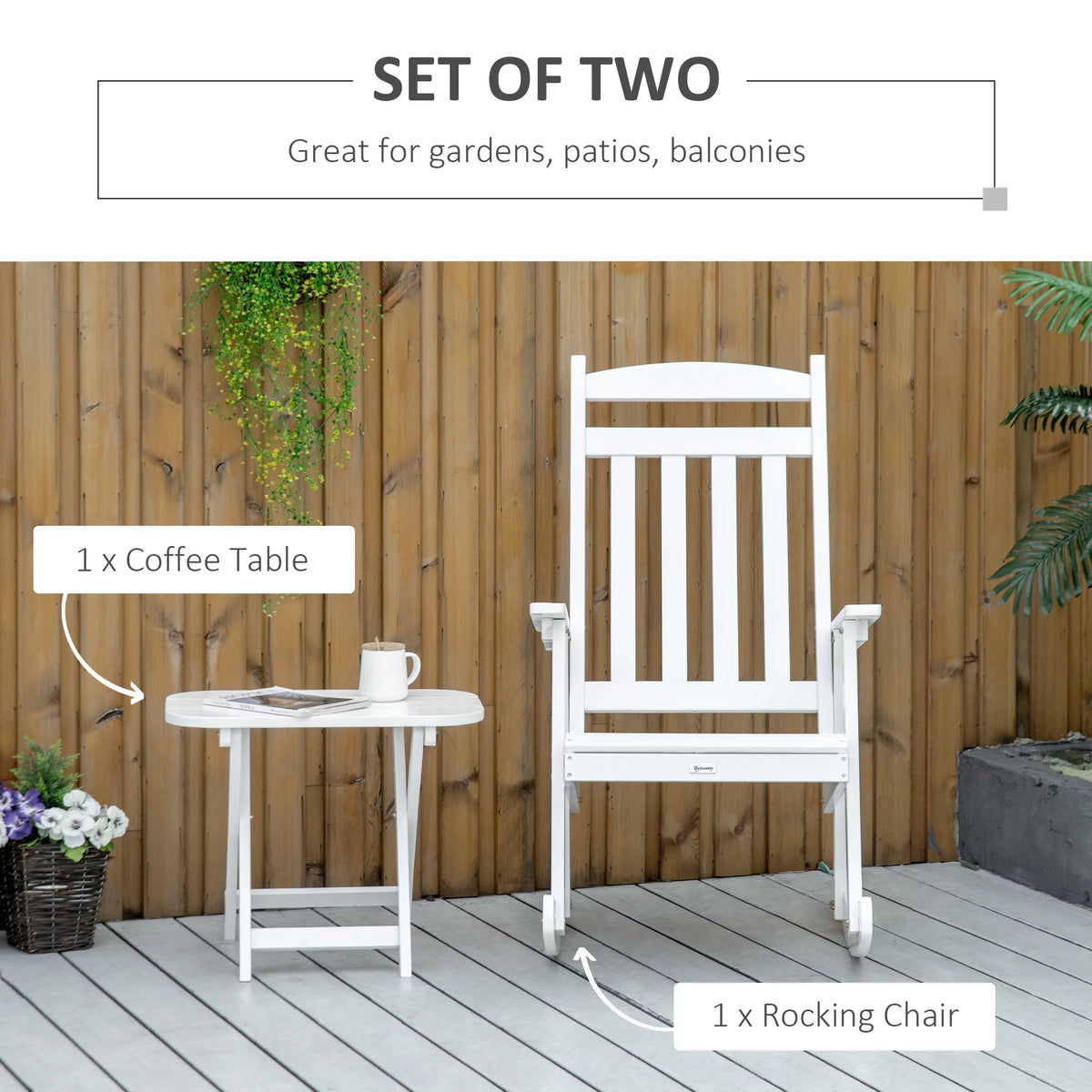 Wooden Rocking Chair Set with Foldable Table Z14617