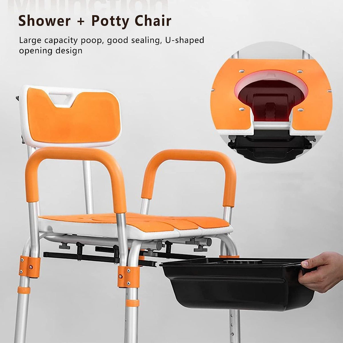 Height Adjustable Bedside Commode Chair with Safety Frame Y928