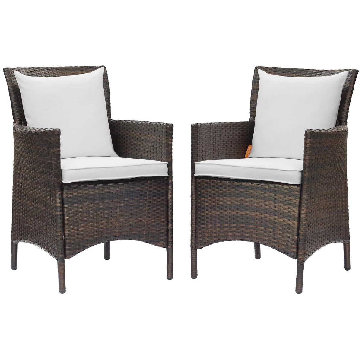 Brown White Rattan Wicker Dining Chair Set of 2 A186
