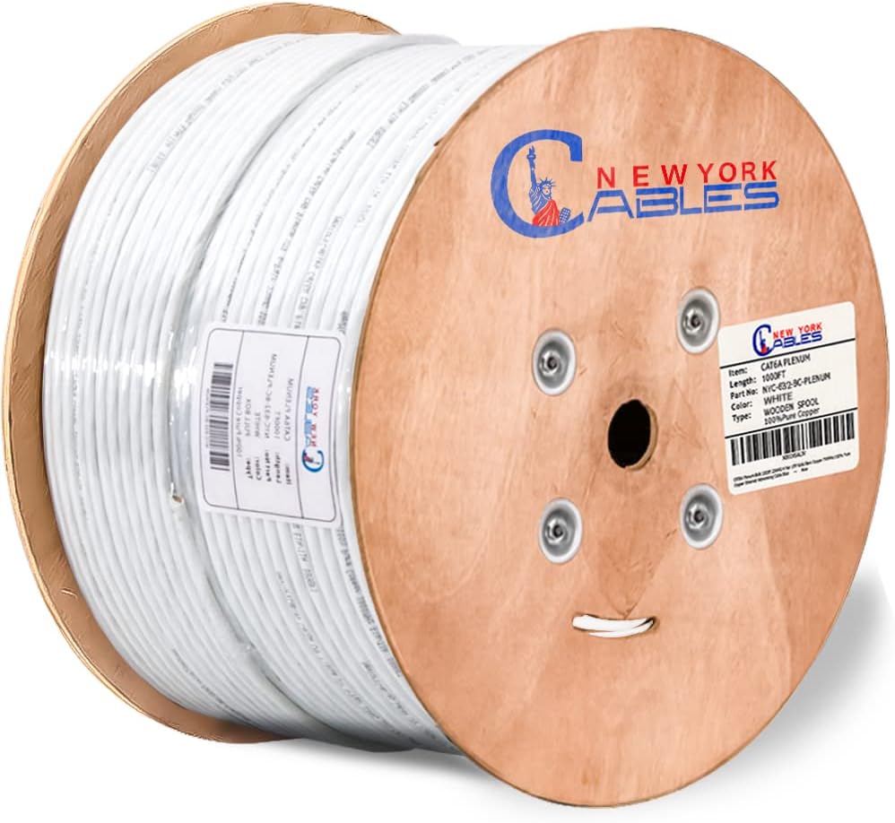 Cat6a Plenum Bulk Ethernet Cable 1000ft Blue E367047