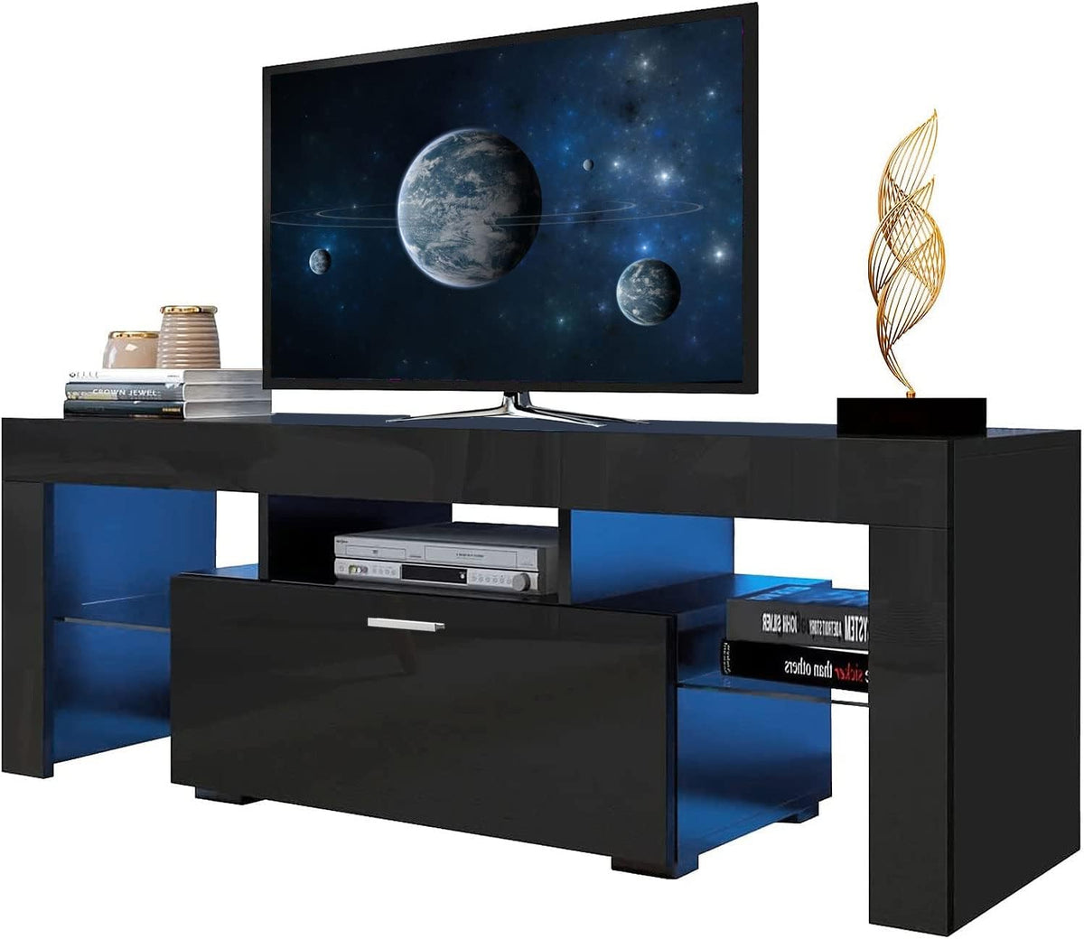 White High Gloss LED TV Stand with Storage Drawer Y294
