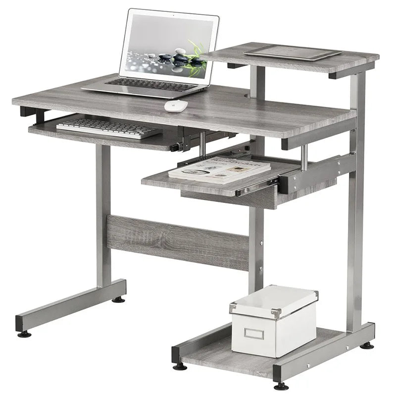 Contemporary Gray Engineered Wood Computer Desk S2793