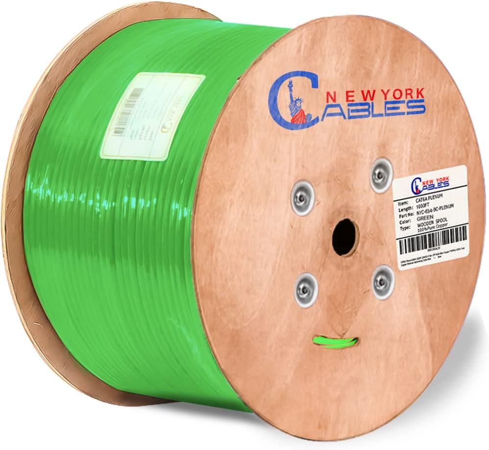 Cat6a Plenum Bulk Ethernet Cable 1000ft Blue E367047