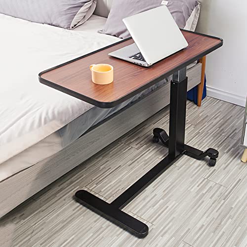Walnut Adjustable Overbed Bedside Table with Wheels X6735