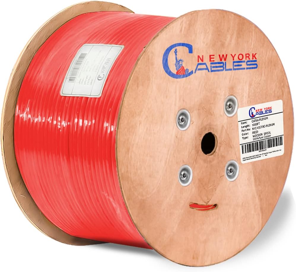 Cat6a Plenum Bulk Ethernet Cable 1000ft Blue E367047