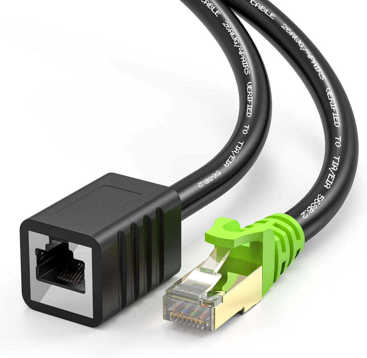 Ethernet Extension Cable 25ft Cat6a Shielded RJ45 Male to Female J6451