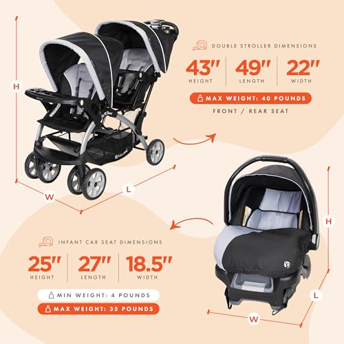 Stormy Double Stroller and Infant Car Seat Travel System, 2 Pc Set V467430