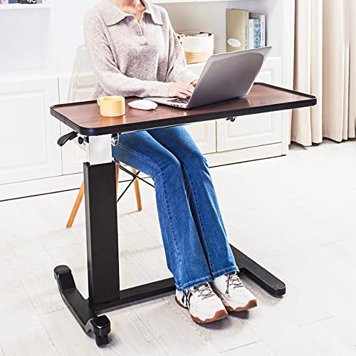 Walnut Adjustable Overbed Bedside Table with Wheels X6735