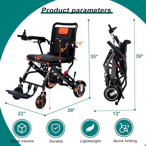 Black Lightweight Foldable Electric Wheelchair V30040
