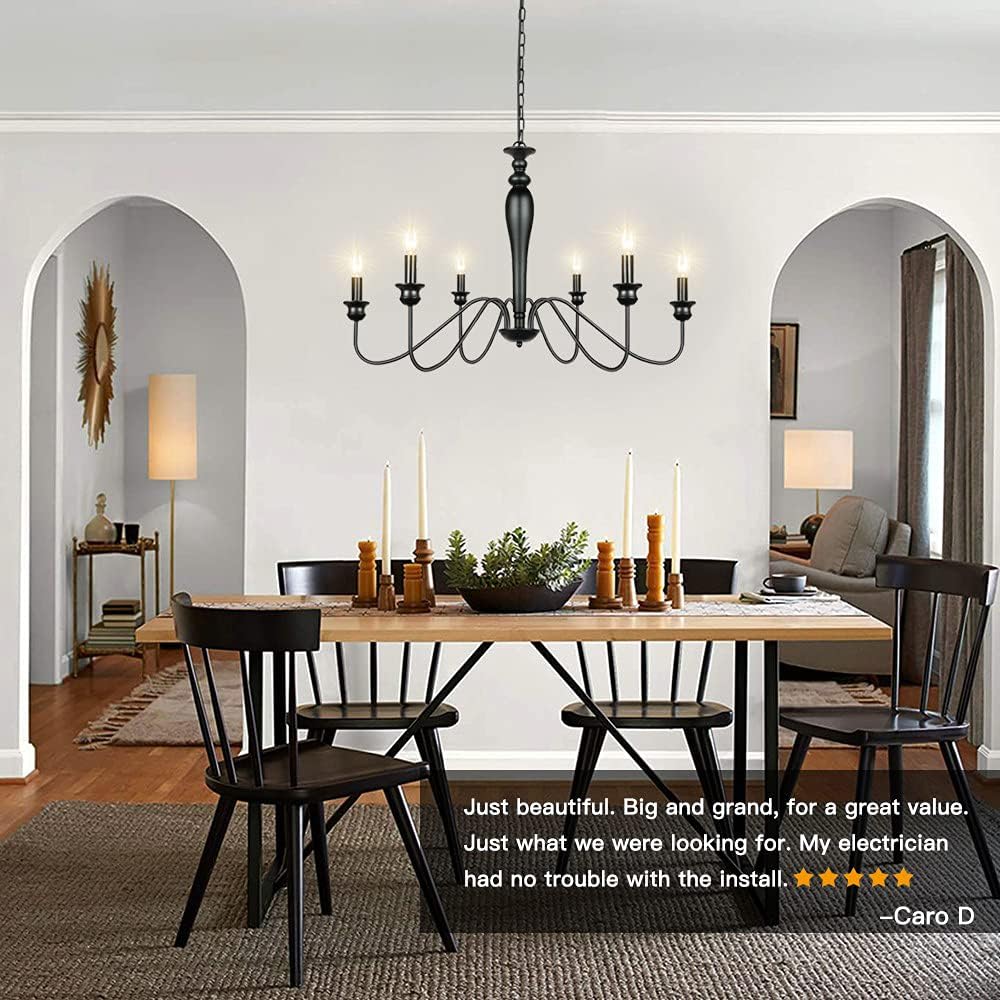 6-Light Black Iron Candle Chandelier Q3840