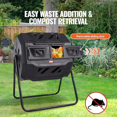 43-Gal Dual Chamber Composting Tumbler with Steel Frame K440797