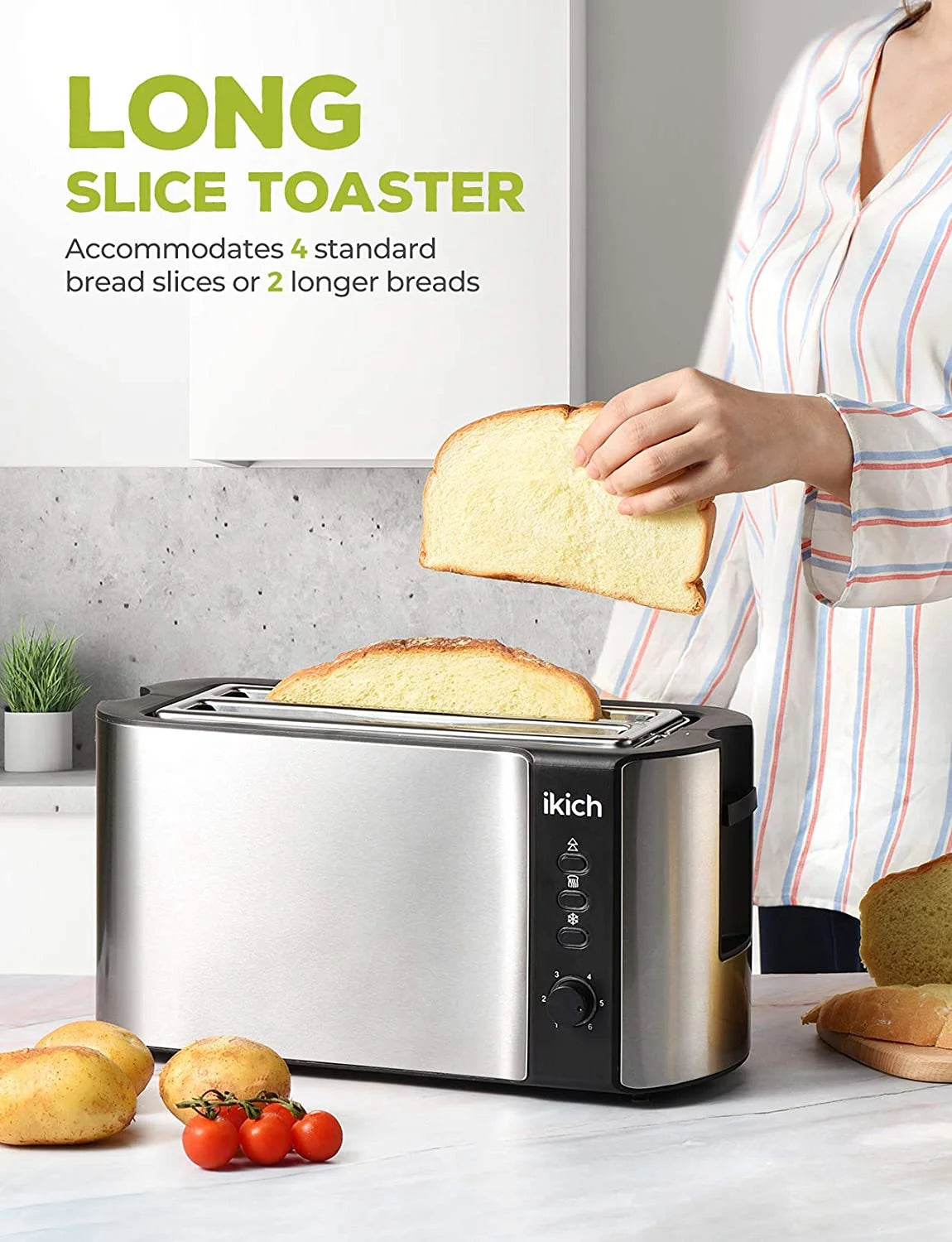 4-Slice Stainless Steel Toaster with Removable Crumb Tray F24210