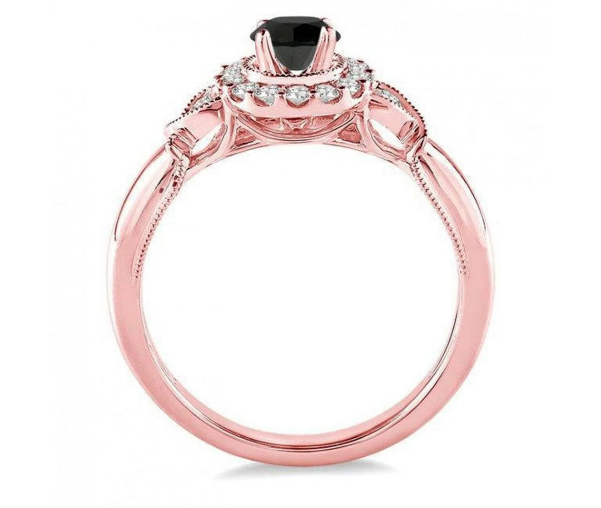 Black Diamond Engagement Ring in 14k Rose Gold X637203